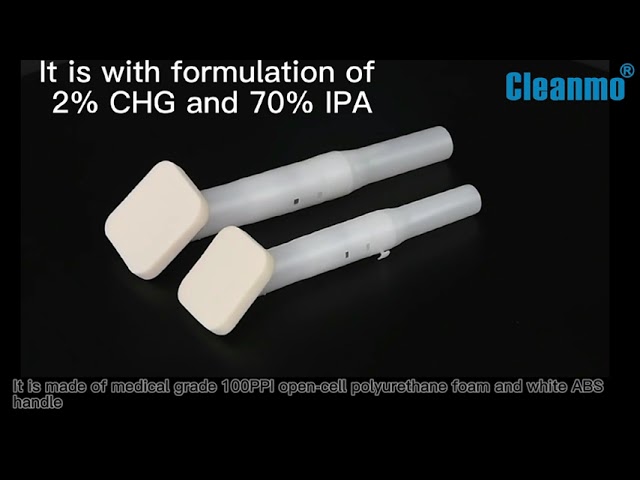 회사 동영상 약 Disposable CHG Applicator Surgical Skin Prep Foam Antiseptic 70% IPA 2% CHG Swab